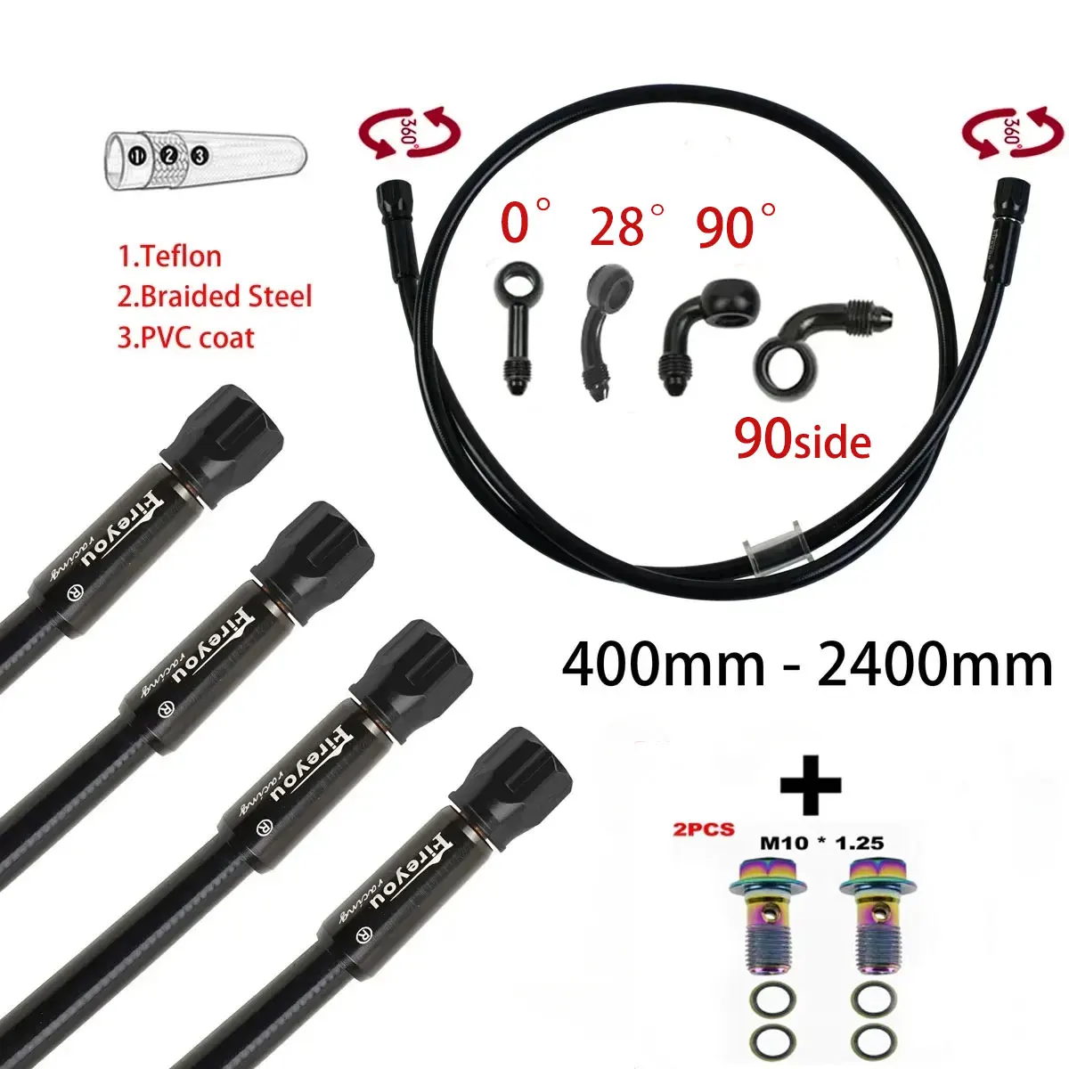 Brake Line Motorcycle - AN3 Braided Brake Hose Motorcycle Hydraulic